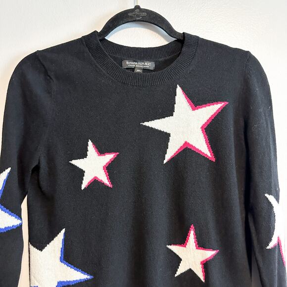 Banana Republic Italian Merino Blend Novelty Star Print Sweater Size XS - Picture 5 of 11